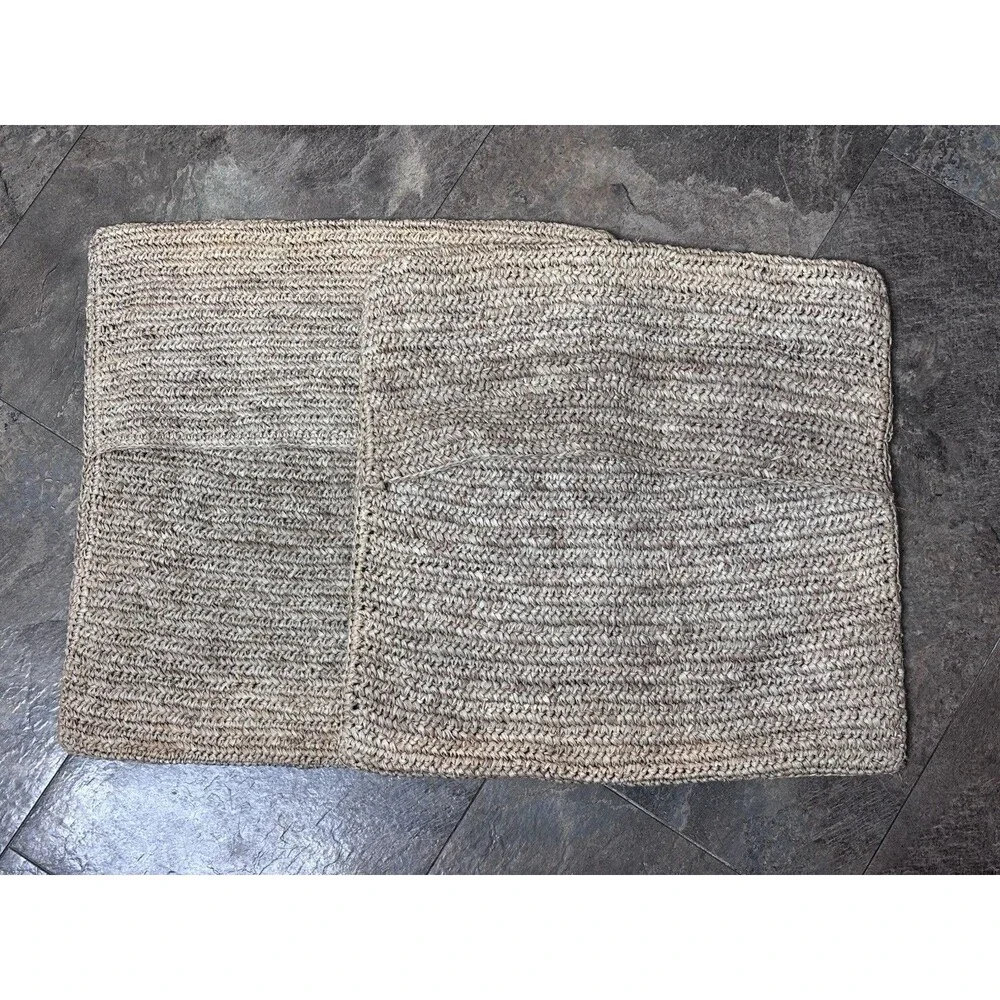 Set of 2 Potterybarn Raffia Straw Square Boho Pillow Sham Covers 18x18